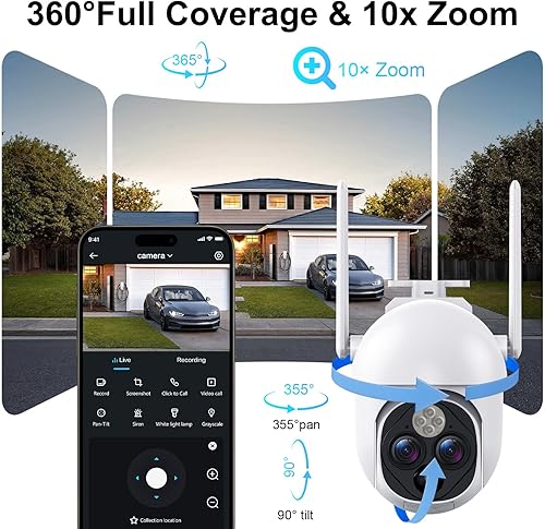 Miniatura 4 de Cámaras de seguridad solares inalámbricas para exteriores, cámaras de zoom HD 10 × para seguridad en el hogar, detección PIRIP65 resistente a la