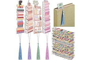 60 Pcs Bookshelf Wooden Bookmarks for Book Lovers Club Party Decorations