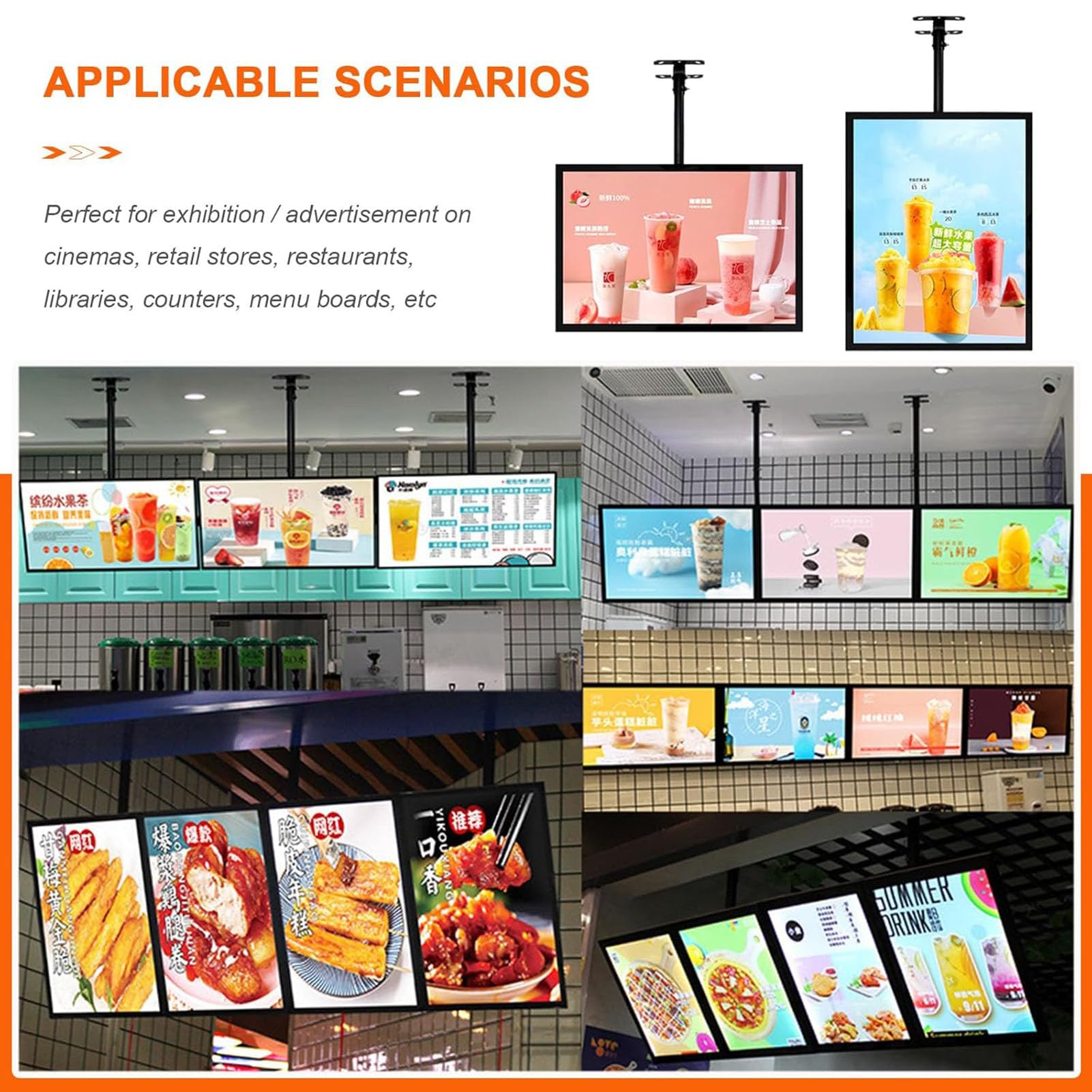 Light Box Billboard, Slim Snap Frame LED Caja De Luz Publicitaria, Montado En La Pared 3D Tablero De Menú, Aluminio Restaurante Tablero Signo para Tiendas De Restaurantes, Cafeterías