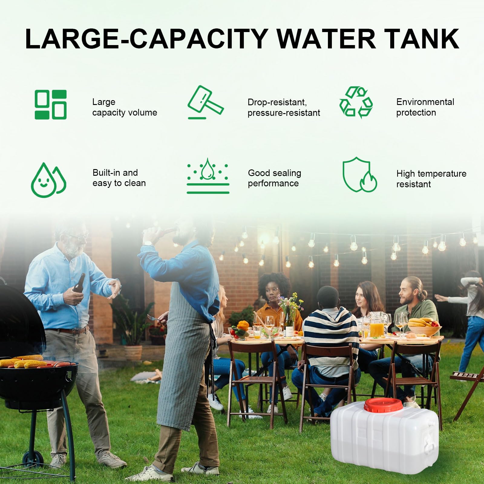 Wasserkanister mit Hahn Lebensmittelechter PEHD Wassertank für Camping, Wohnmobil, Garten Tragekanister mit Ablasshahn UV-beständig & bruchfest trinkwassertank(Size:80L,Color:Weiß)