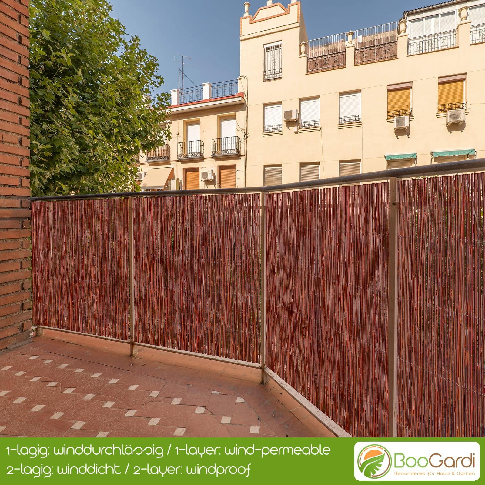 BOOGARDI Weidenmatte - 20 Größen - Weidenzaun 160 cm hoch x 500 cm lang - Sichtschutzmatte Balkonverkleidung Gartenzaun Sichtschutz Zaun Garten Balkon Sichtschutzzaun Holz Weide