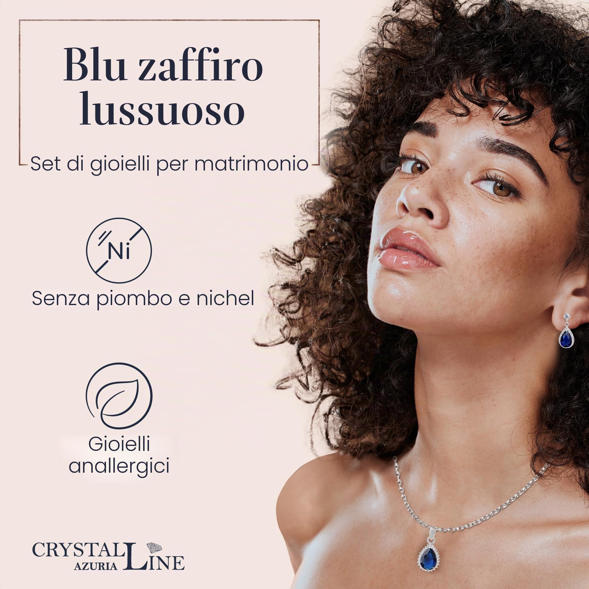 Crystalline Azuria Parures Lacrime per Donne Nozze Sposa Gioielleria Parure Con Collana e Orecchino Zirconia Damigella D'onore Gioielleria