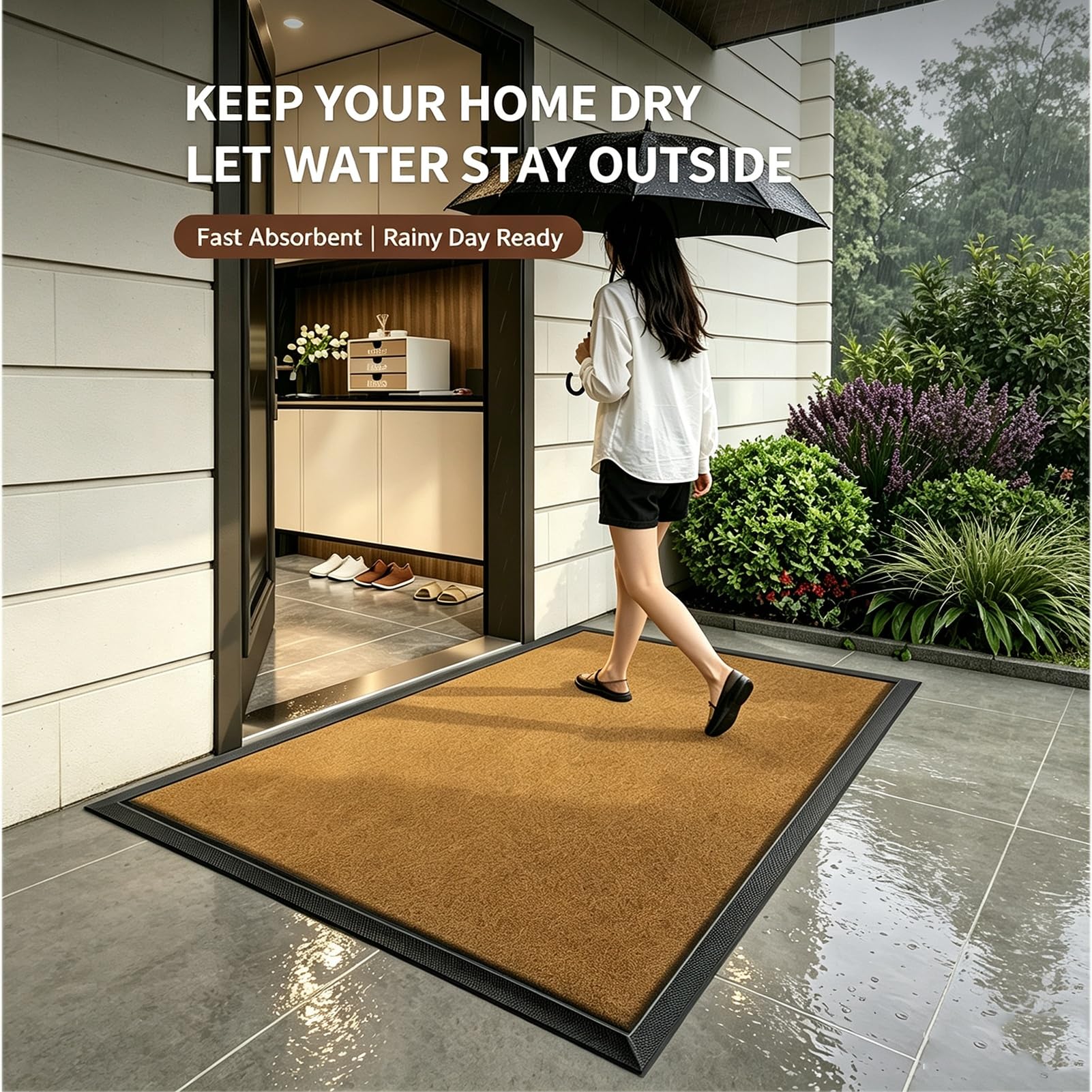 Zerbino Ingresso Esterno in Cocco Anti-Sporco Lavabile | prevent skidding Low Profile Durable Door Mat per Ingresso, Interno Esterno(C,23.6x35.4in/60x90cm)