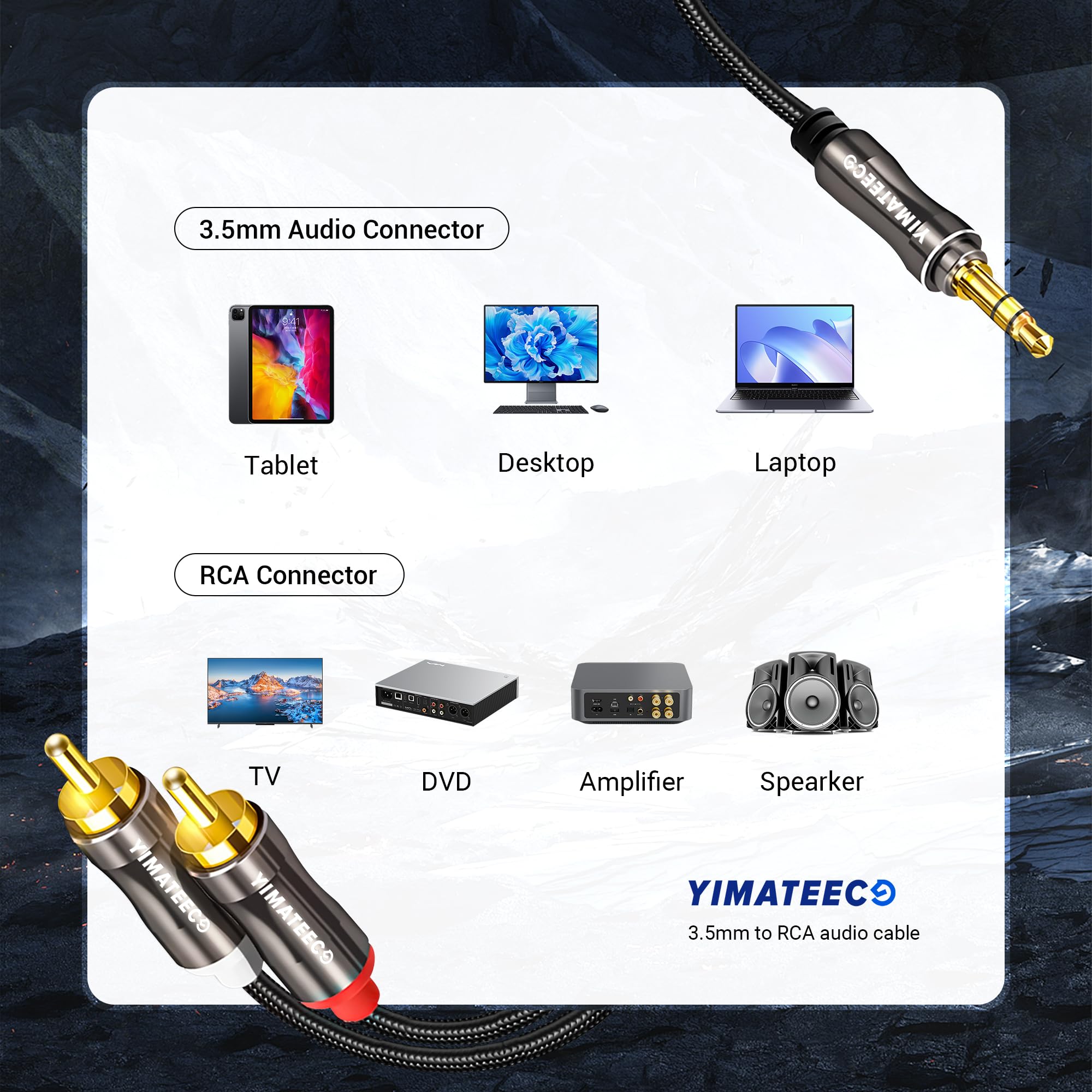 Splitter per cuffie 3,5 mm, 1 m, adattatore per microfono maschio a 2 femmina, cavo splitter a Y 2 in 1 placcato oro stereo, PC, laptop(1 m/39 pollici, marrone)