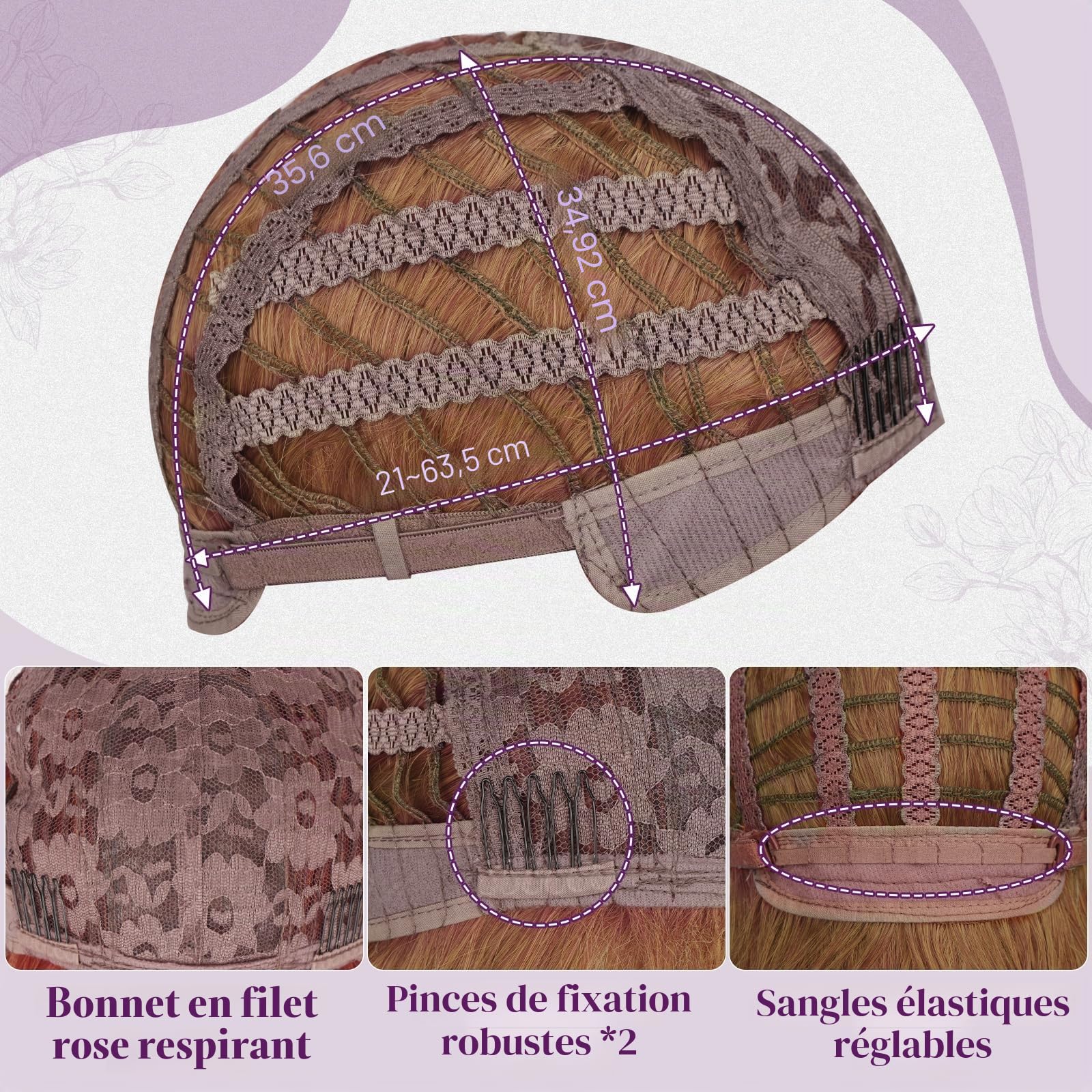 BARSDAR Courte Ondulée Perruque Gingembre Doré avec Franges, Courte Perruque Bob pour Femmes Bouclée Bob Perruques avec Franges Synthétiques D'aspect Naturel Cheveux Perruques Cosplay Utilisation