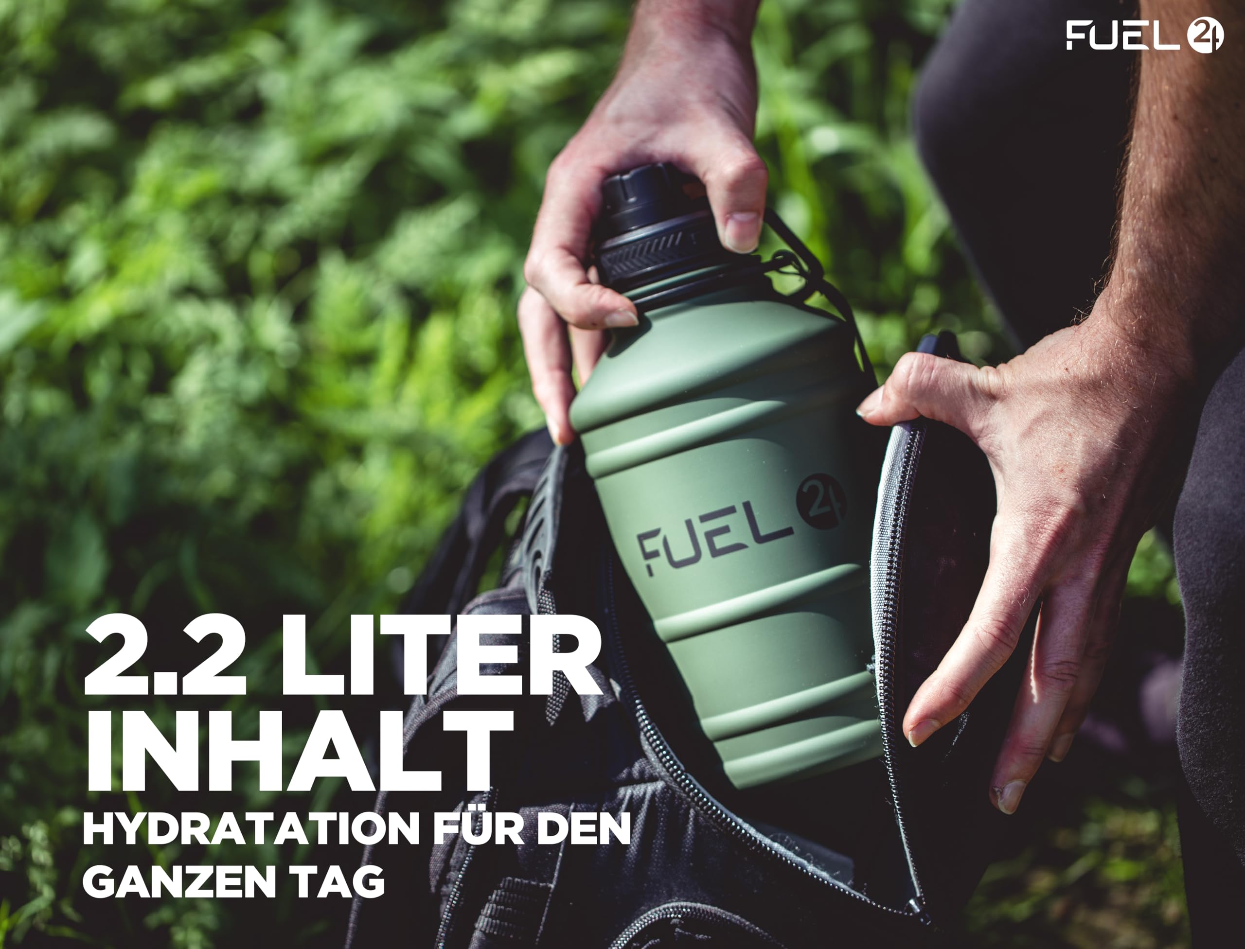 Fuel24 Extra Stark Trinkflasche Edelstahl 1.3L & 2.2L - Auslaufsicher & BPA-Frei Wasserflasche - Robuste Metall Trinkflasche Für Fitnessstudio, Sport Wasserkrug Für Erwachsene