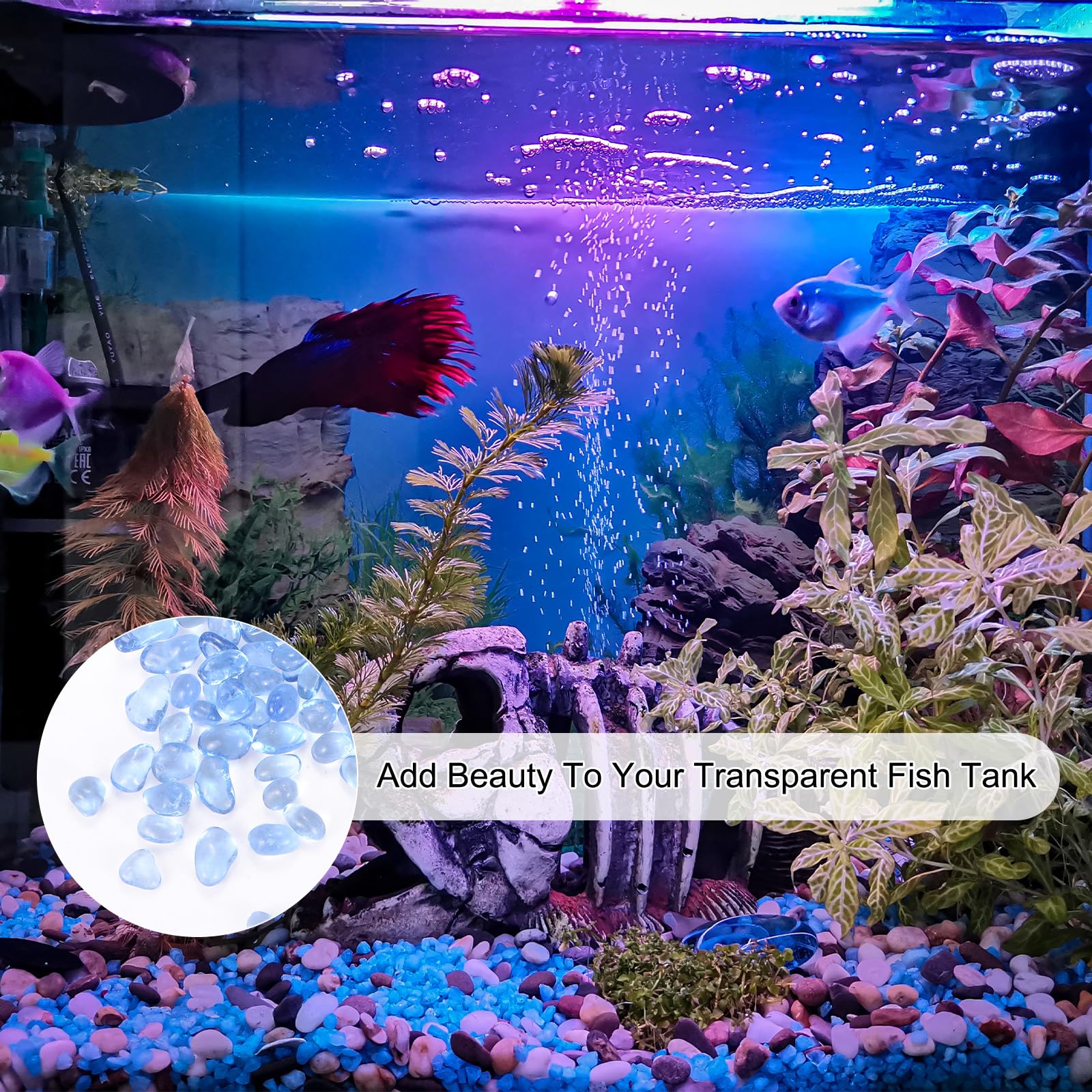 M METERXITY High Luster Round Fire Glass Beads, Glass Gems, Glass Pebbles - Image 4