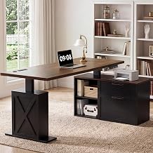 67" L Shaped Standing Desk with Drawers Electric Corner Desk Black