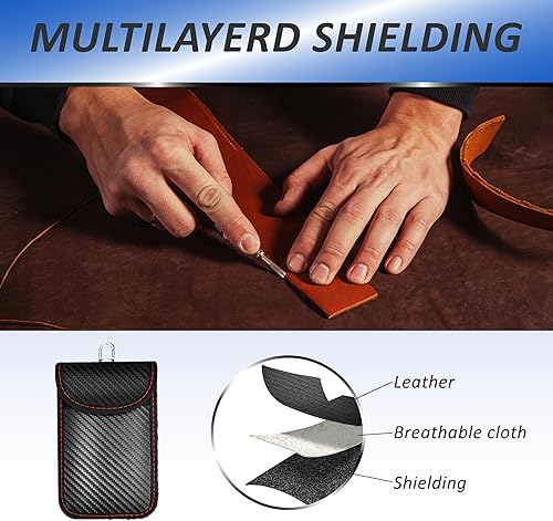 Miniatura 5 de Faraday - 2 bolsas para llaves de automóvil, bolsa de bloqueo de señal RFID, protector antirrobo, funda bloqueadora de señal de teléfono celular,