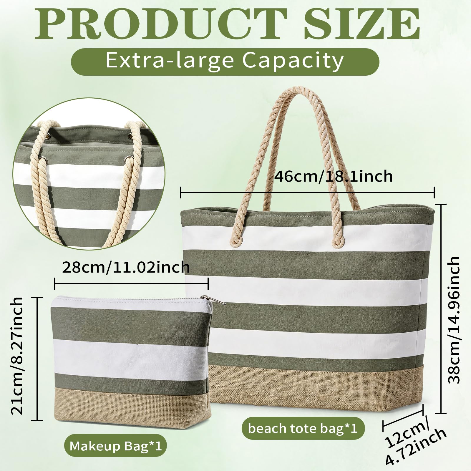 GEEKEO Sac de plage - Grand sac de plage pour femme - Imperméable et résistant au sable - Avec fermeture éclair - Sac de plage - Sac de plage - Sac de courses pour femme - Voyage de plage