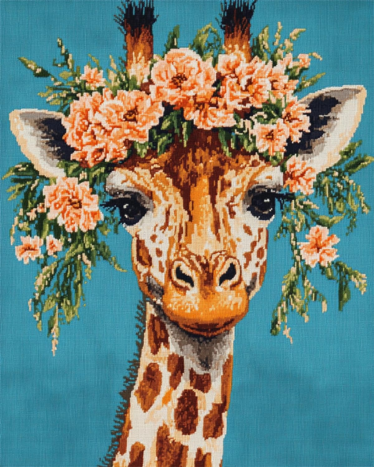 Taxpy DIY Beaded Embroidery Kits Giraffe and Flowers Bead Embroidery Kits Cartoon Animals DIY Bead Embroidery Craft Kit for Beginners Cross Stitch Needlework Set 50x70cm