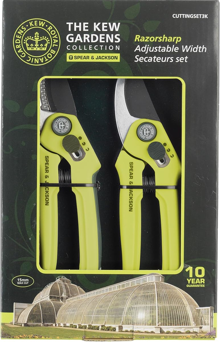 Spear & Jackson CUTTINGSET3K Kew Gardens Collection Adjustable Width Bypass & Anvil Secateur Set