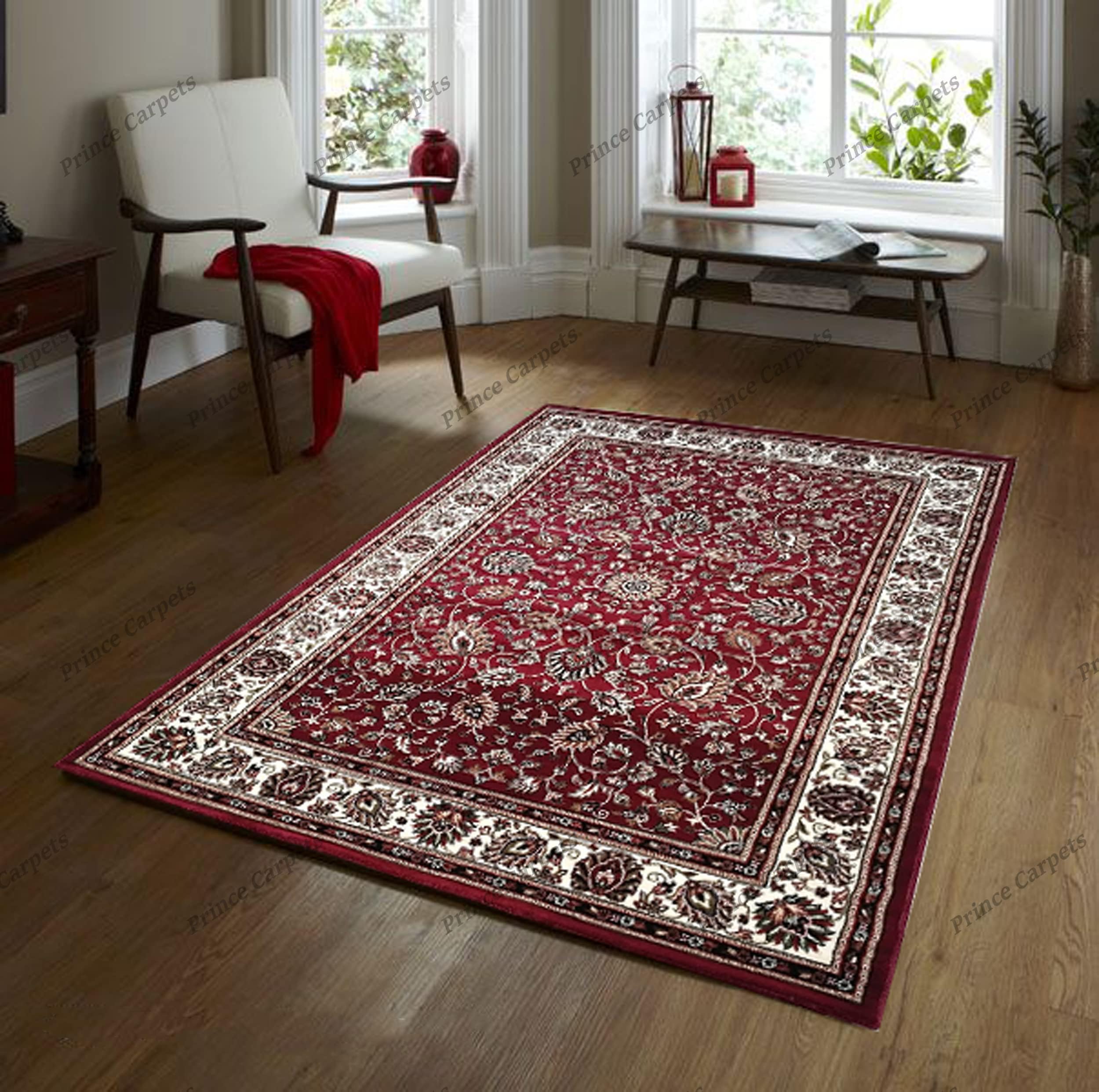 Prince Carpets for Living Room Kashmiri Carpets for Living Room Supersoft Silk Touch Maroon Color 2 x 6 feet