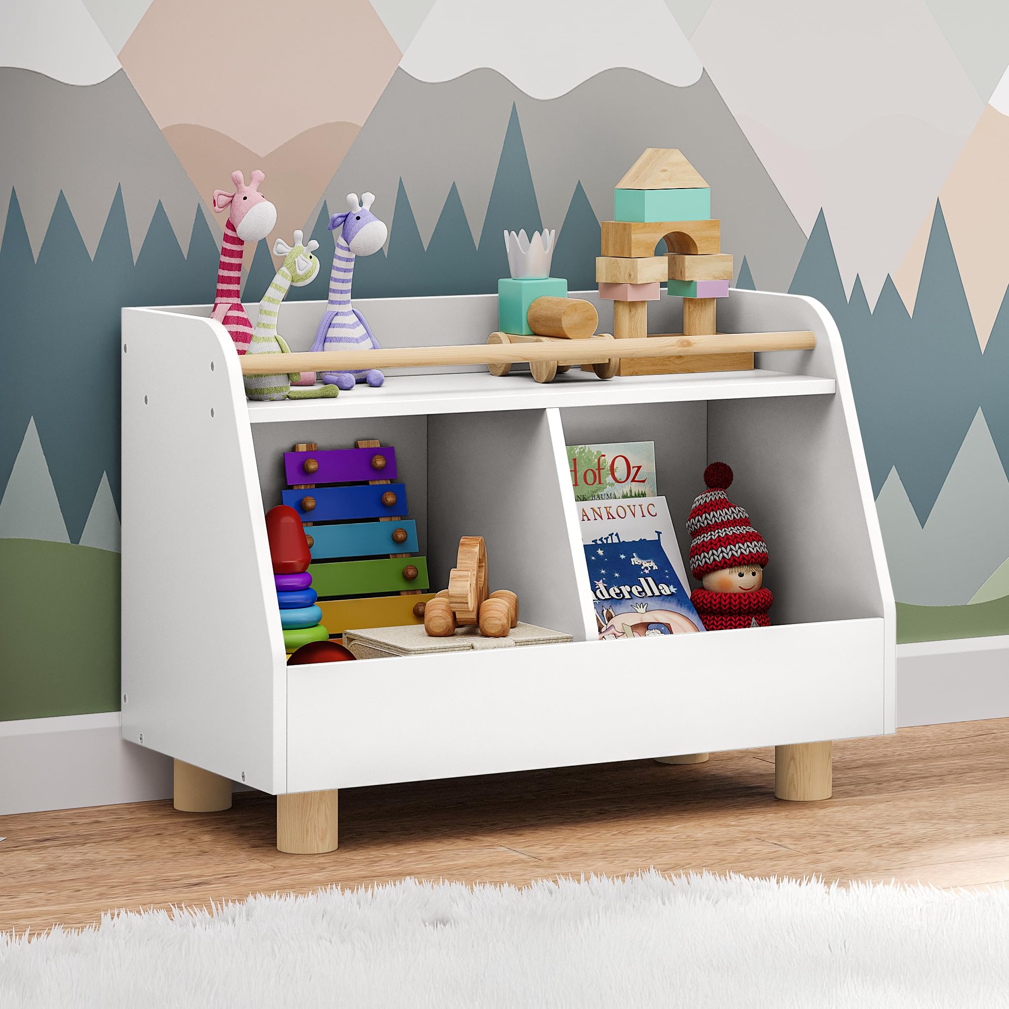 kinderregal für spielzeug Bellabino Belly Kinderregal, Spielzeugregal weiß/Natur, Montessori