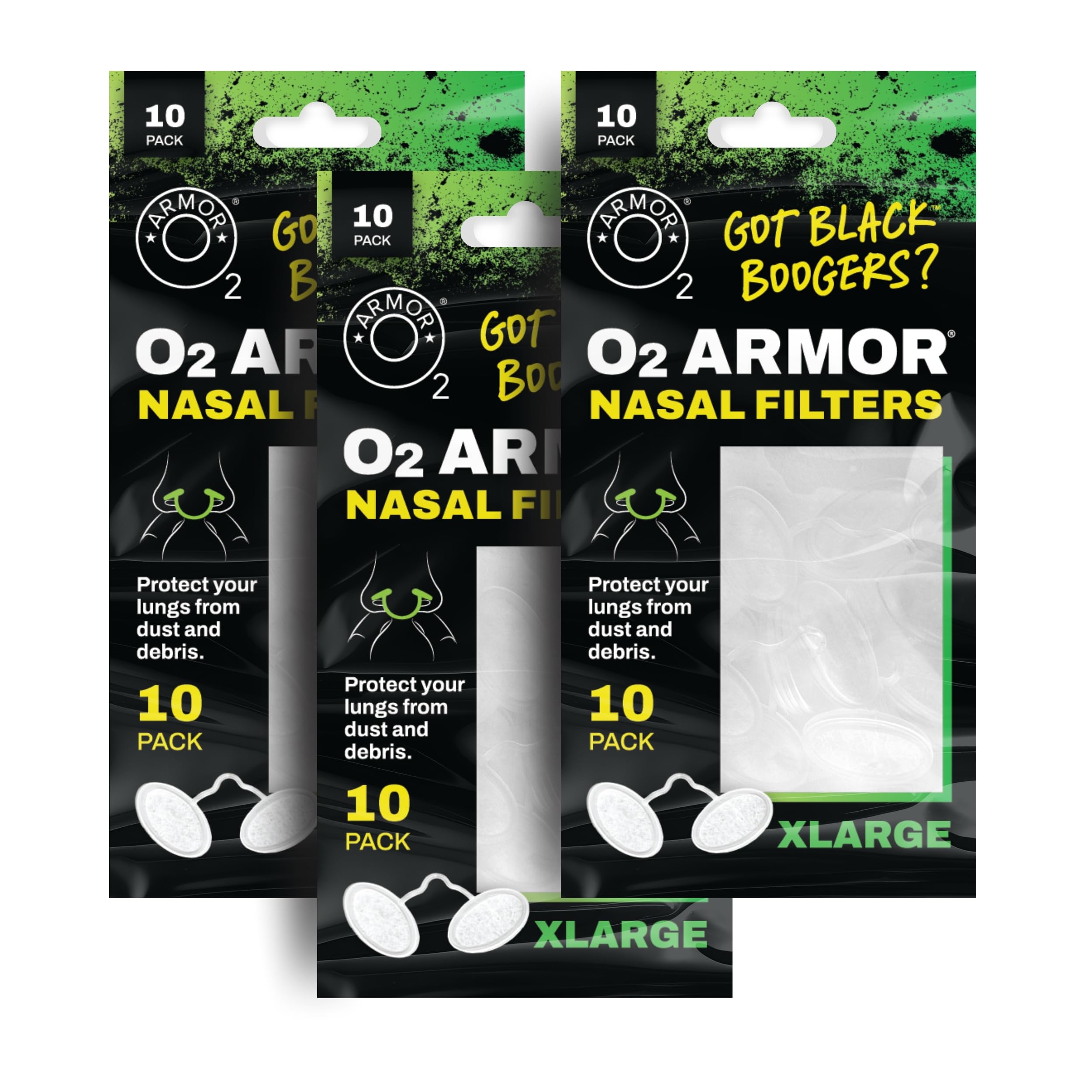 O2 Armor Nose Filters for Welders & Allergies - Nose Filter for Dust - Nasal Filters for Welding - Nose Dust Mask for Construction (30 Pack - 3x10,