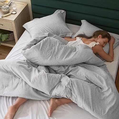 Miniatura 6 de Bedsure Funda de edredón gris oscuro tamaño Queen  Funda de edredón supersuave teñida catiónica para niños con cierre de cremallera, 3 piezas,