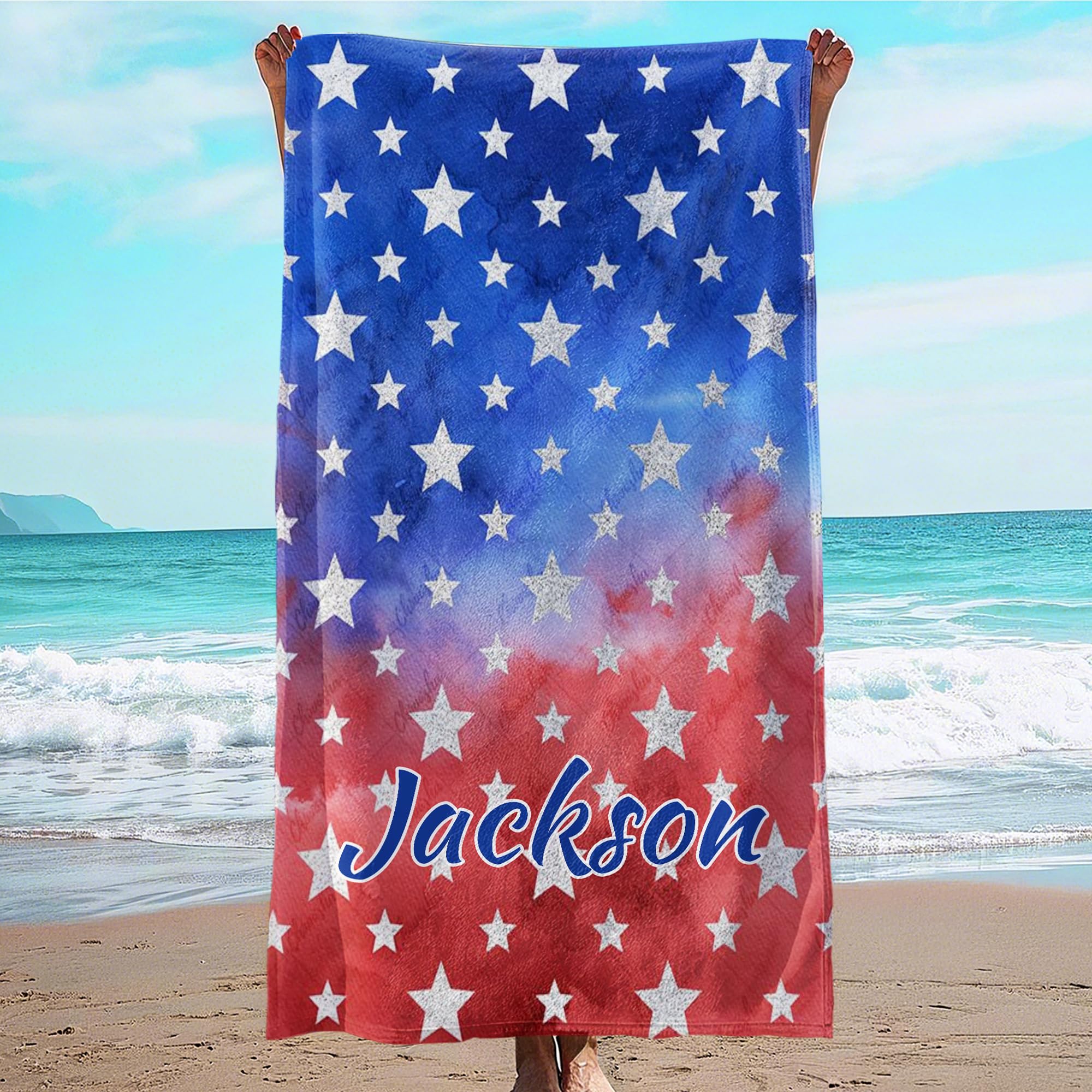Amazon.com: JML Personalized Custom Beach Towel, American Flag