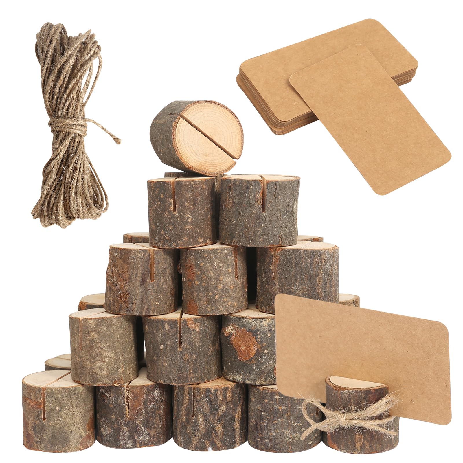 Segnaposto Matrimonio Legno, 20 PCS Segnaposto Tavolo Legno, Porta Carte Segnaposto, Numero Posto Titolare per la Decorazione Dell'Ufficio Compleanni Domestico di Natale Festa di Nozze(Cachi