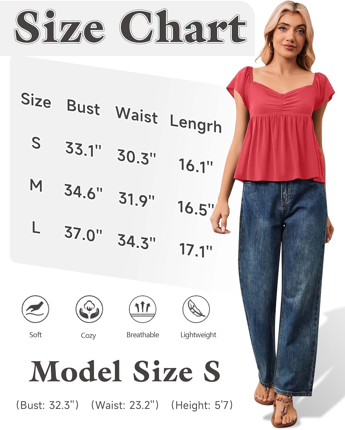 Womens Flowy Peplum Tank Tops Ruffle Sleeve Babydoll Tank Top Sweetheart Neck Smocked Back Short Sleeve Going Out Top - Image 4