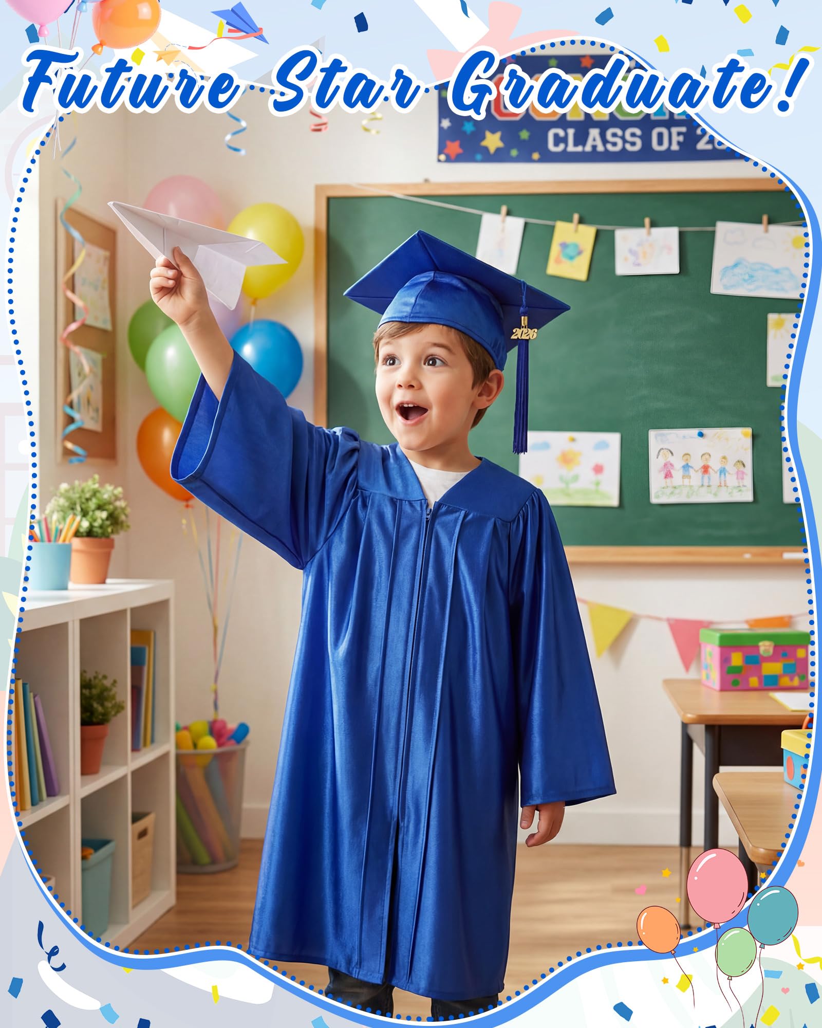 Xuhal Set di 6 cappelli e abiti da laurea in età prescolare e abito da scuola materna abiti da laurea per bambini con nappa grado 2026