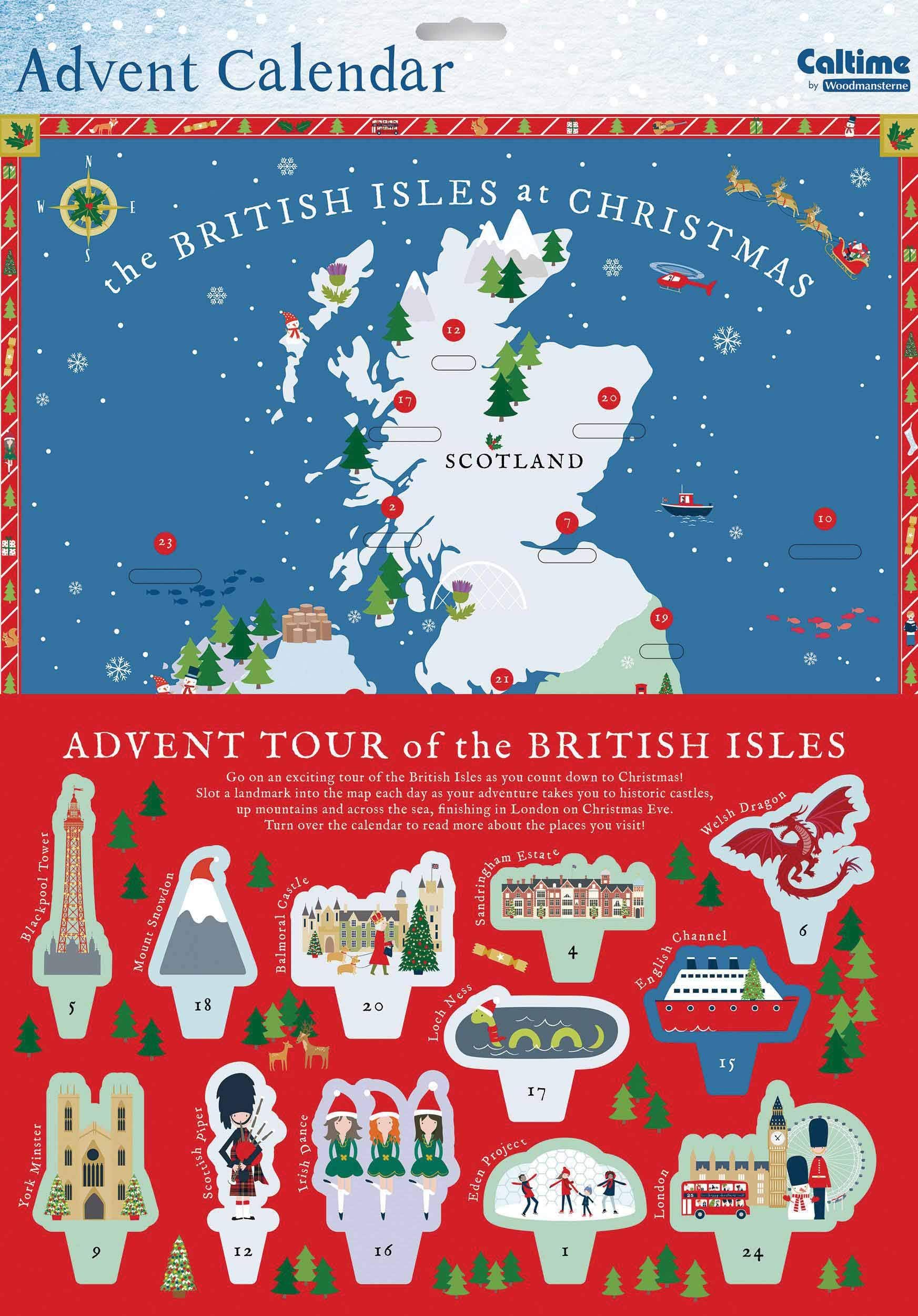 3 D Map Advent - Tour of the British Isles Advent Calendar 352 x 420 mm large with tabs