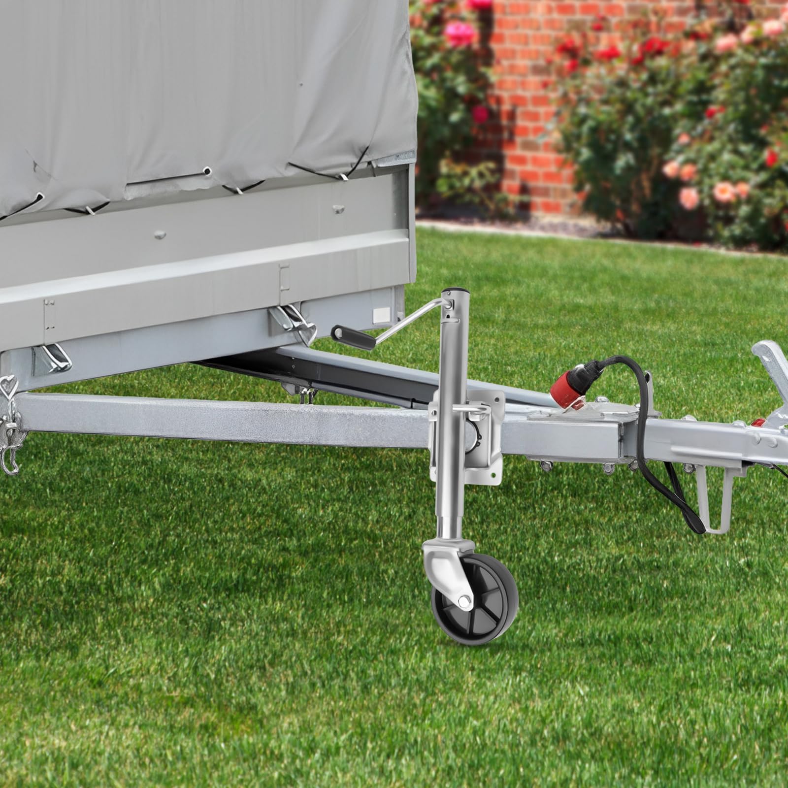 Anhänger Stützrad Automatik 60 mm klappbar,Stützlast 540 kg mit Montiersatz,Hochleistungs Stützrad für Trailer und PKW Anhänger