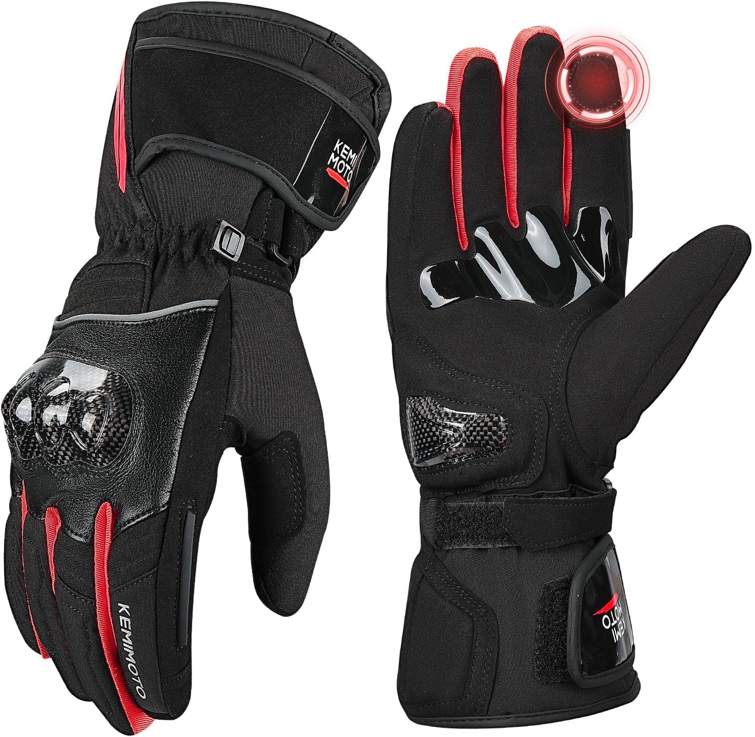 KEMIMOTO Winter Motorradhandschuhe, wasserdichte und Winddichte Motorradhandschuhe für 0°C~5°C, Verschleißfeste Handschuhe mit Kohlefaserschale,Touchsreen Winter Thermo Handschuhe für Skifahren