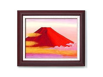 絵画　インテリア　絵　額付(黒)　 油絵　F6-081911　風景（冬の富士山） 絵画 インテリア 絵 額付(黒) 油絵 F6-081911 風景（冬の富士山）