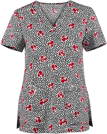 OIOLOYJM Printed Scrub Tops Women V Neck Short Sleeve Plus Size Scrubs for Womens Nursing Uniforms Shirts with Pockets
