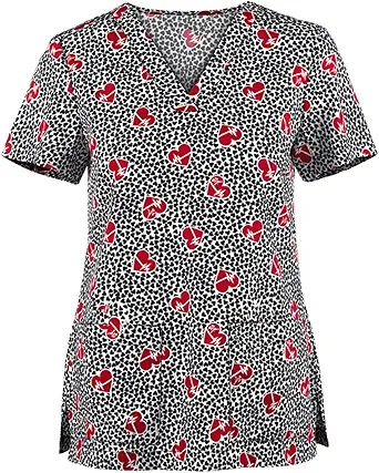 OIOLOYJM Printed Scrub Tops Women V Neck Short Sleeve Plus Size Scrubs for Womens Nursing Uniforms Shirts with Pockets