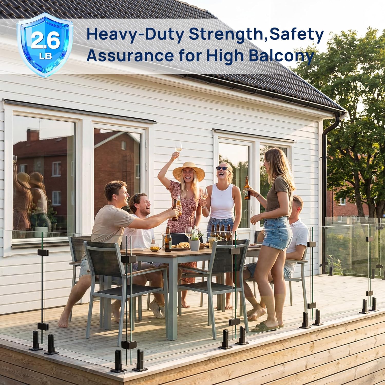 LukLoy 2.7lb Stainless Steel 304 Glass Railing Spigots Post Balustrade Stairs Railing Pool Balcony Fence Floor Glass Mounting Brackets (1Pack, NW 2.7lb, GW 3.5lb) - Level 3