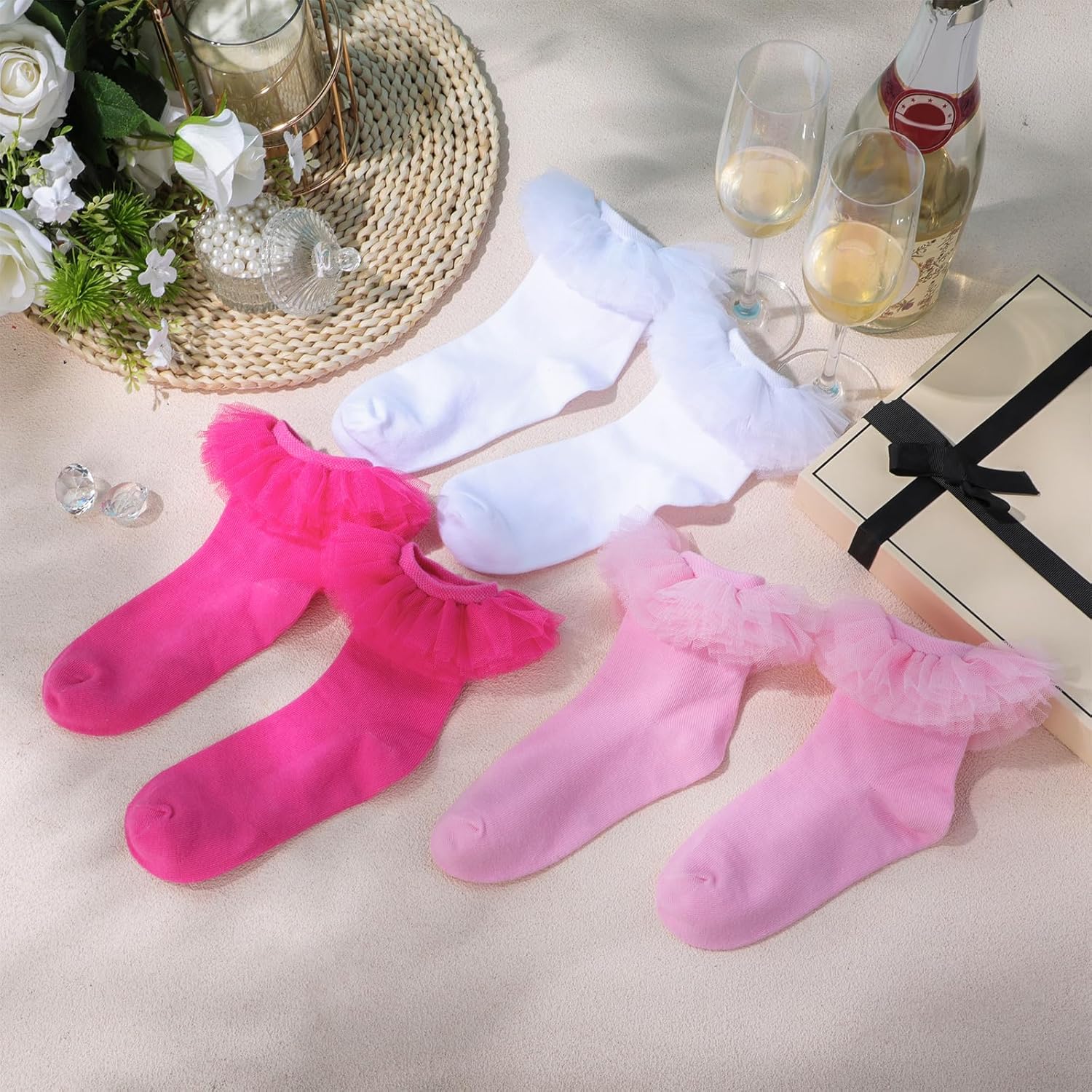 3 Pairs Girls Ruffles Sock Cute Frilly Ruffle Lace Tutu Sock for Halloween Toddler Baby Little Girls Dress and Daily - Image 5