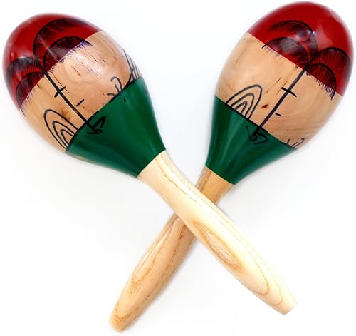 UMIKU Maracas 2 piezas grandes de 10 pulgadas agitadores de rumba de madera percusión de mano latina con instrumento musical de sonido vibrante