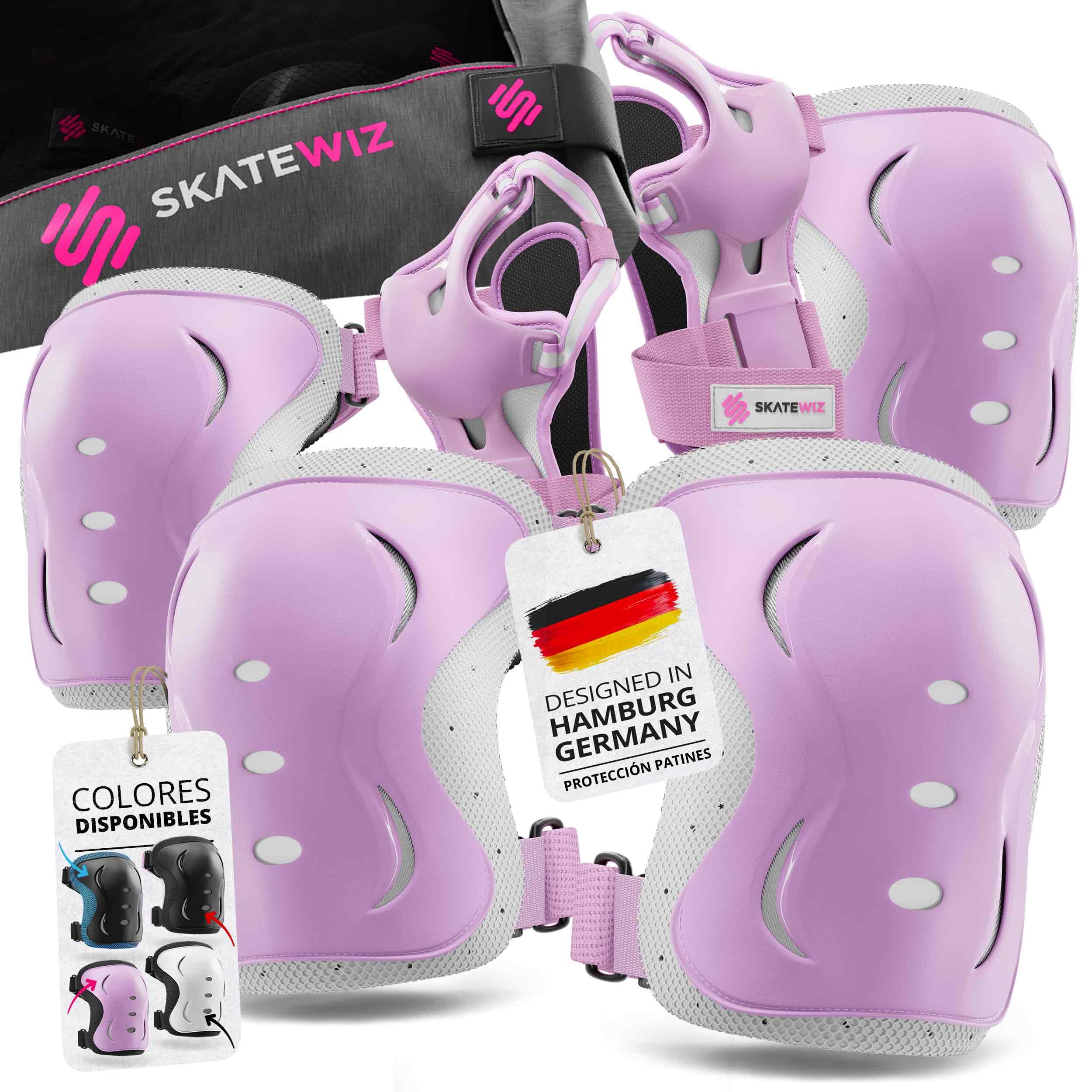 SKATEWIZ Protecciones Patines Set - Para Niño, Niña, Adolescentes y Adultos [6 piezas] con Rodilleras y Coderas Muñequeras - Protecciones Patines Niño - 1