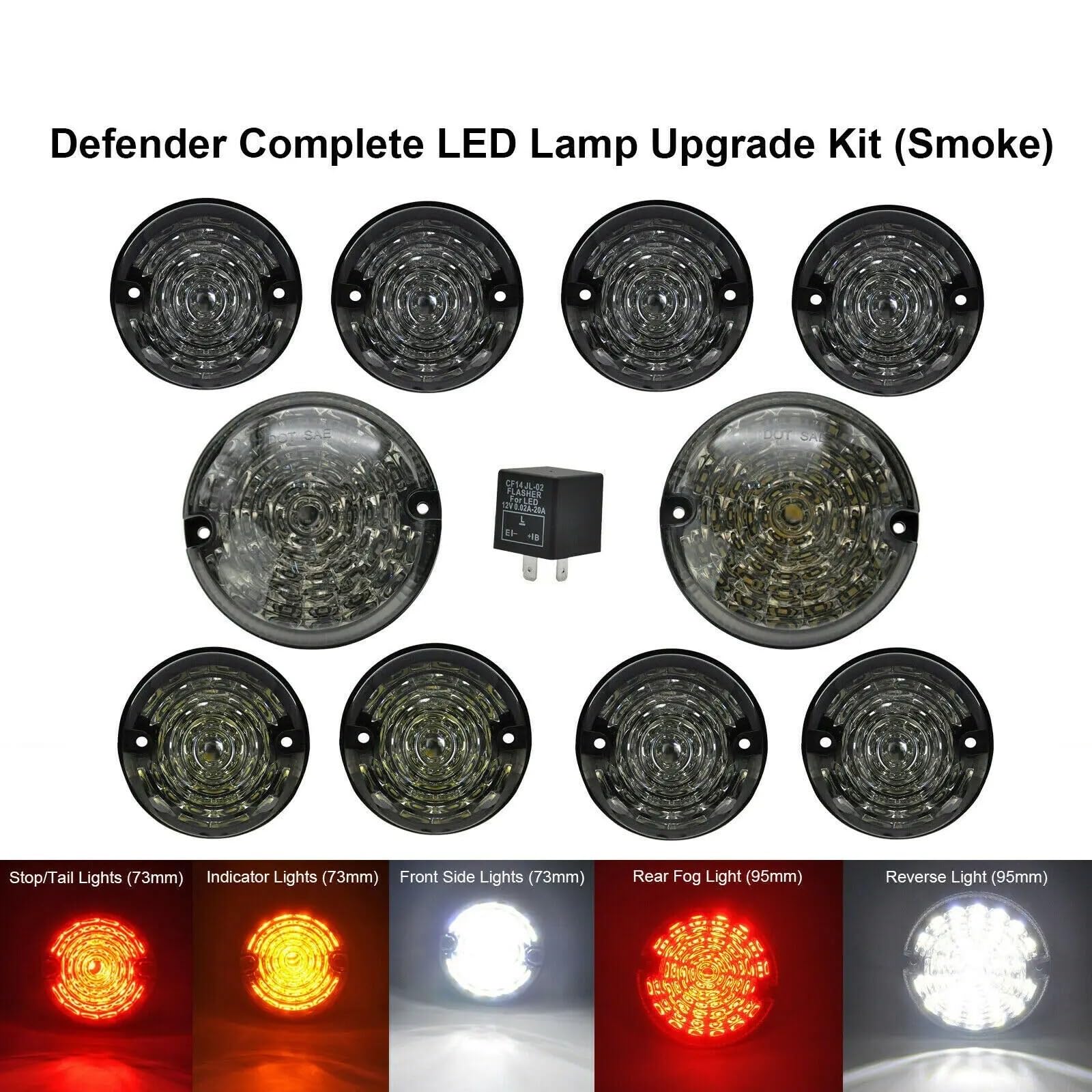 Antiniebla 10 Luces Antiniebla Delanteras Y Traseras Con Luz De Marcha Atrás LED Ahumada Para Land Para Rover Para Defender 90/110 Para Range Para County