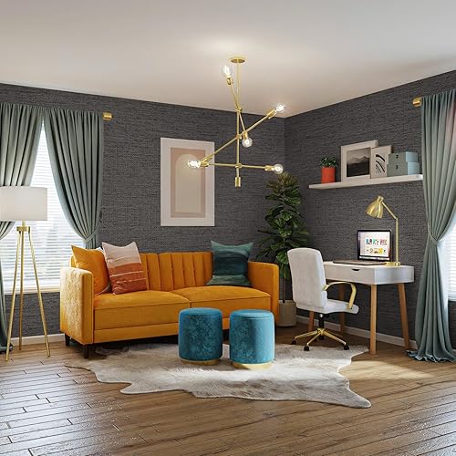 Miniatura 2 de WADILE Papel tapiz de ramio para despegar y pegar, papel adhesivo texturizado para gabinetes, de lino sintético de vinilo, 23.6 x 118 pulgadas, gris