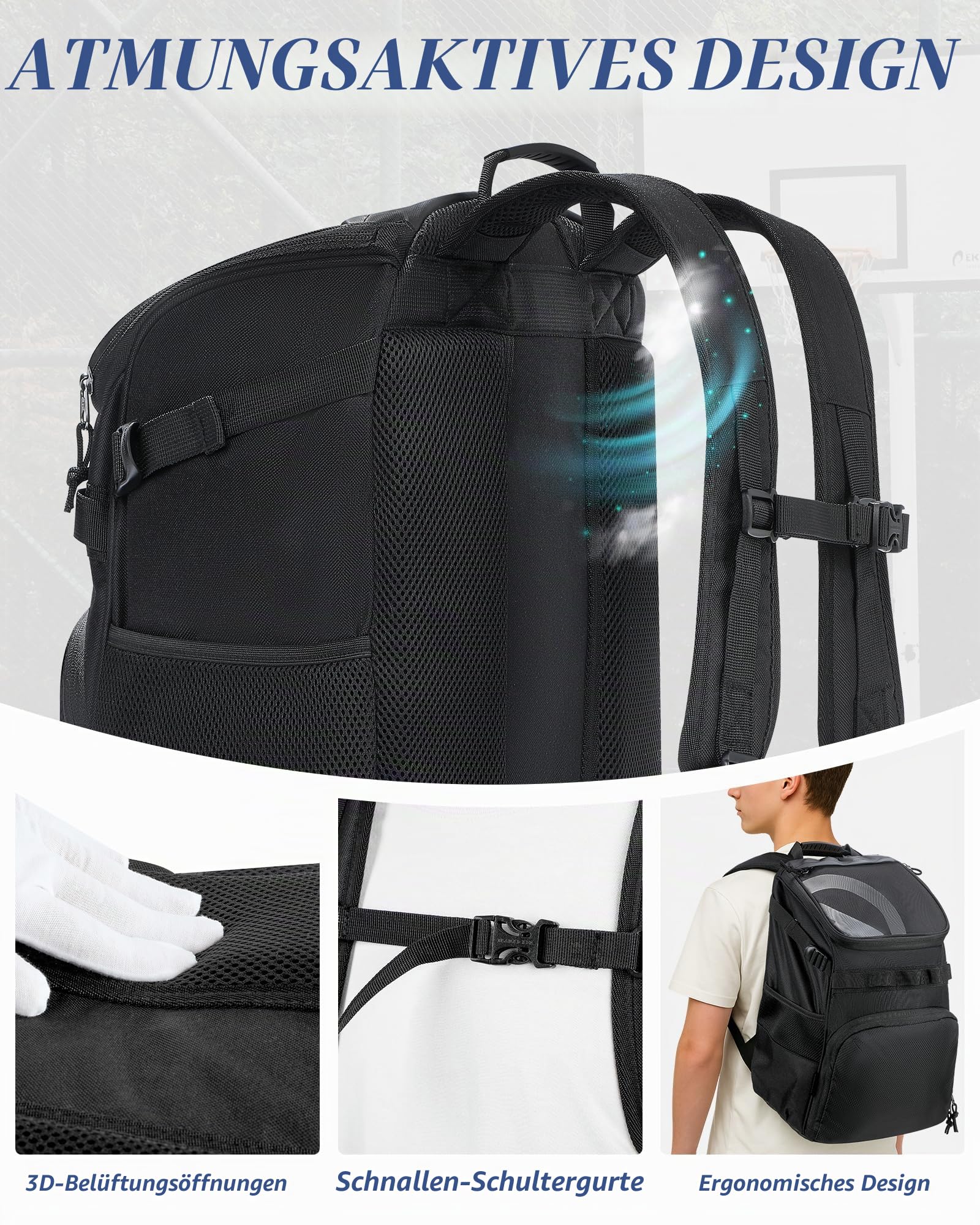 TRAILKICKER Basketball-Rucksack mit Ballschuhfach, passend für Fußball, Fußball, Volleyball, 27 l, multifunktionaler Sport-Track-Rucksack, Trainingsausrüstung, Tasche für Teamschule, Fitnessstudio