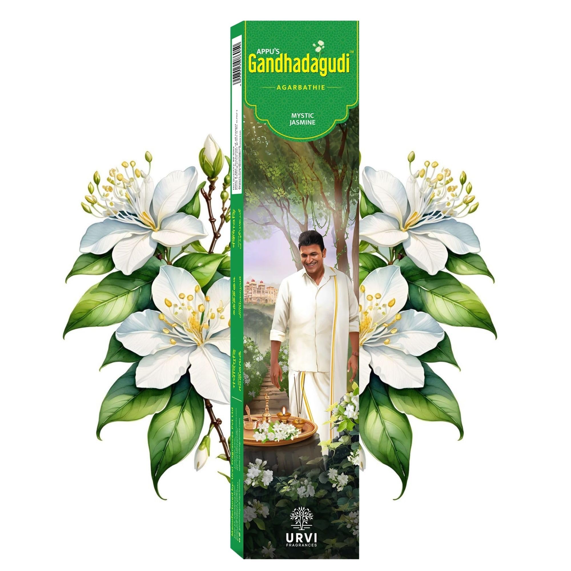 APPU'S Gandhadagudi Mystic Jasmine Incense Sticks – 100g | Handmade, Toxin-Free, Long-Lasting Fragrance | Natural Resin Aroma for Meditation, Yoga &