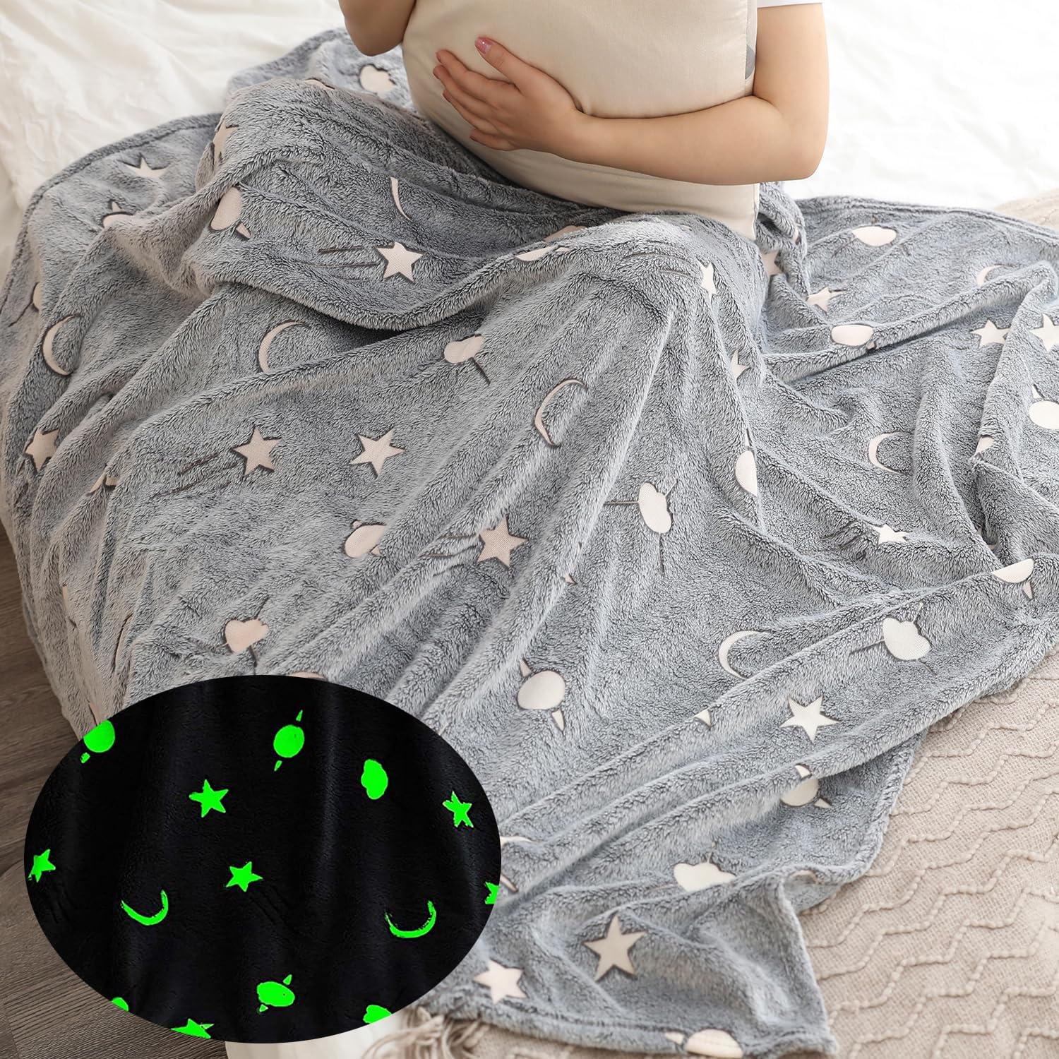 Glow in The Dark Blanket for Kids Glowing Throw Interesting Gifts for Boys Girls Teens Adults Soft Cozy Blankets for Couch Sofa Bed (Start 3, 50 x 60inch) - Image 3