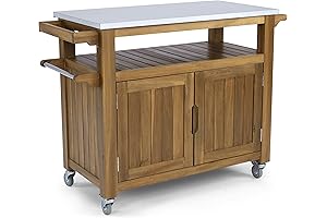 Homestyles Elegant Maho Brown Wood Outdoor Storage Cart