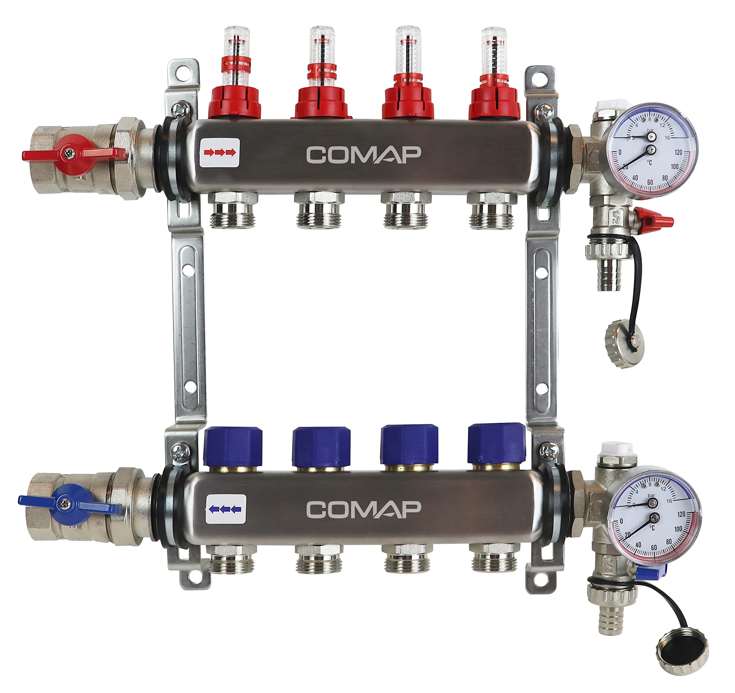 COMAP Collettore in acciaio inox 6 circuiti T3 per pavimento riscaldato e rinfrescante - V9007C2 - CP311406001