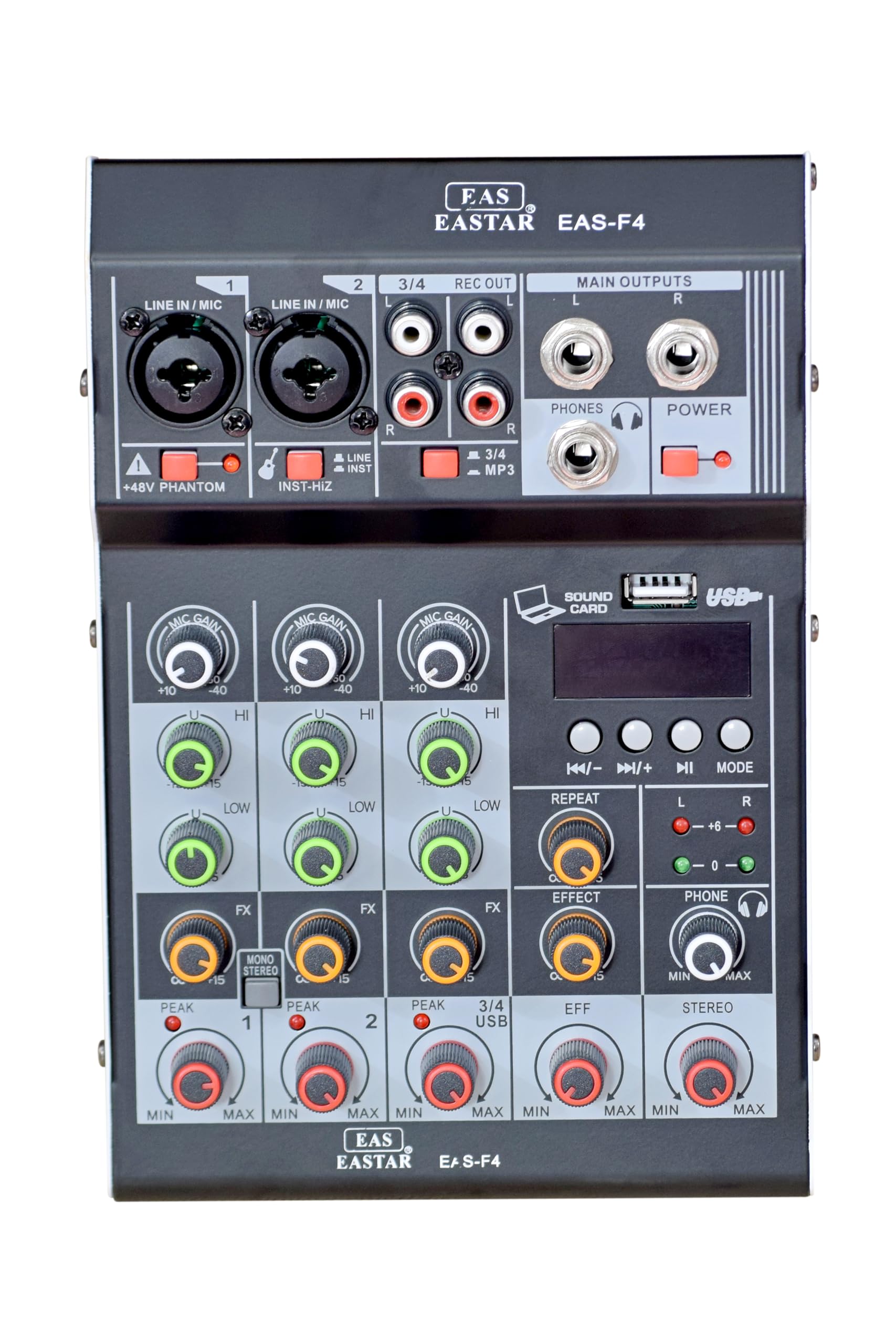 kh Digital Audio Mixer 4 Channel Mini Digital Audio Mixer DJ Controller Mini Karaoke Mixer USB/BT Effects Interface Mixer Audio Interface Channels Mini Audio Interface For Recording (4 Channel), Black