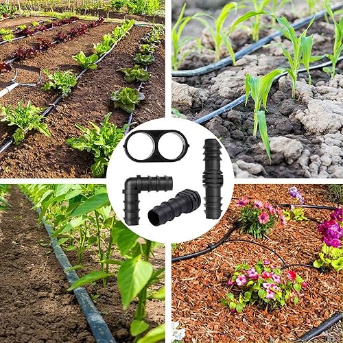 Miniatura 7 de Kalolary Juego de 42 accesorios de riego por goteo, conectores de púas de riego para manguera de agua para tubos de 12 pulgada (2 válvulas de