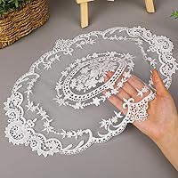 KALIONE 2 Pack Retro Lace French Crochet Doilies Placemats - Handmade White Embroidered Farmhouse Table Mats 12x16 Inch
