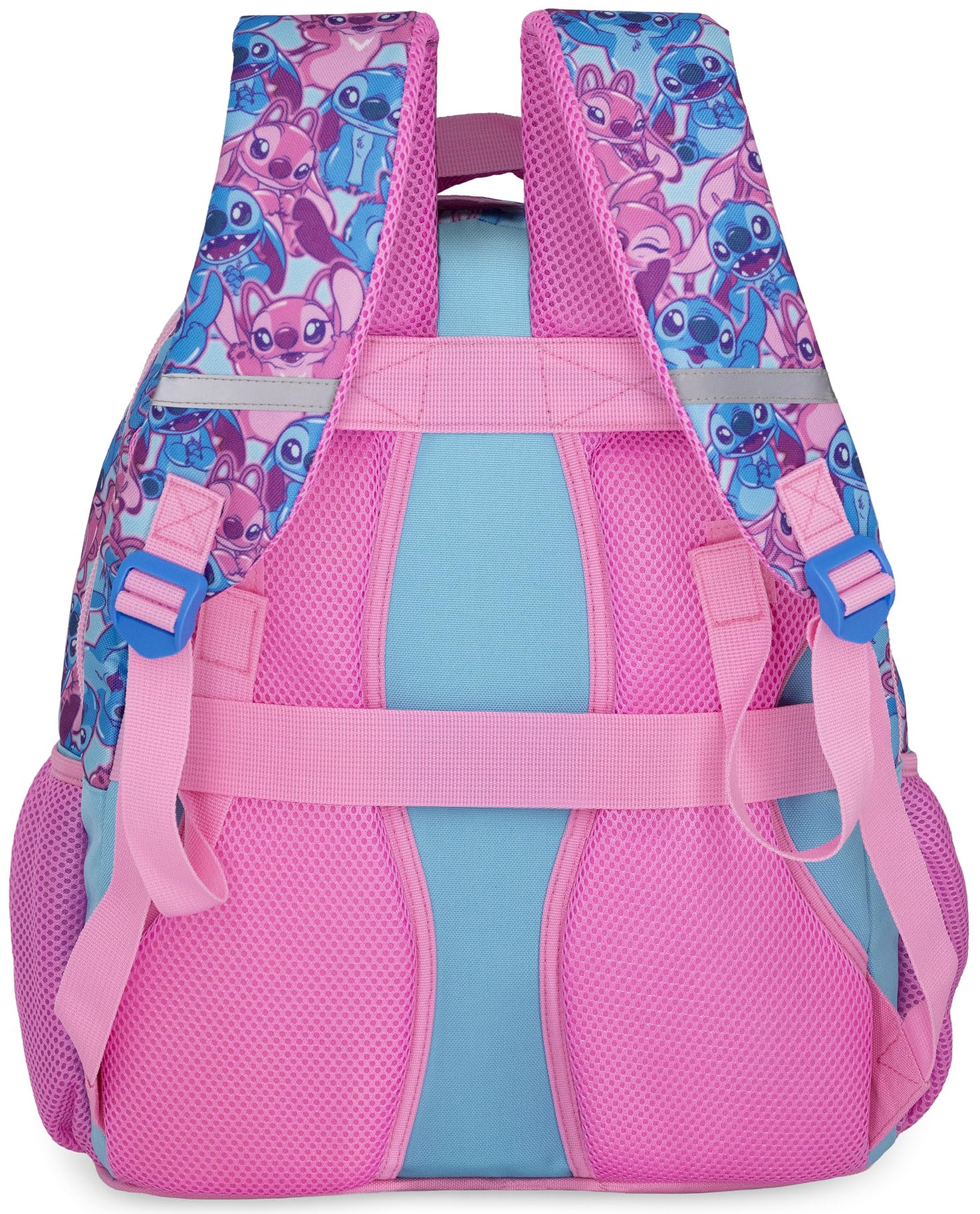 Clondo Set Scuola 2 Pezzi Per Stitch Fan Zaino Trolley Scuola 2in1 Ergonomico + Astuccio 3 Scomparti Completo (46 Accessori)