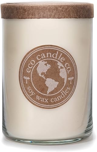 Eco Candle Co. Vela reciclada, desnuda, 26 oz. - Sin perfume - 100% cera de soja, sin plomo, etiqueta y tapa de papel Kraft, vertido a mano, sin