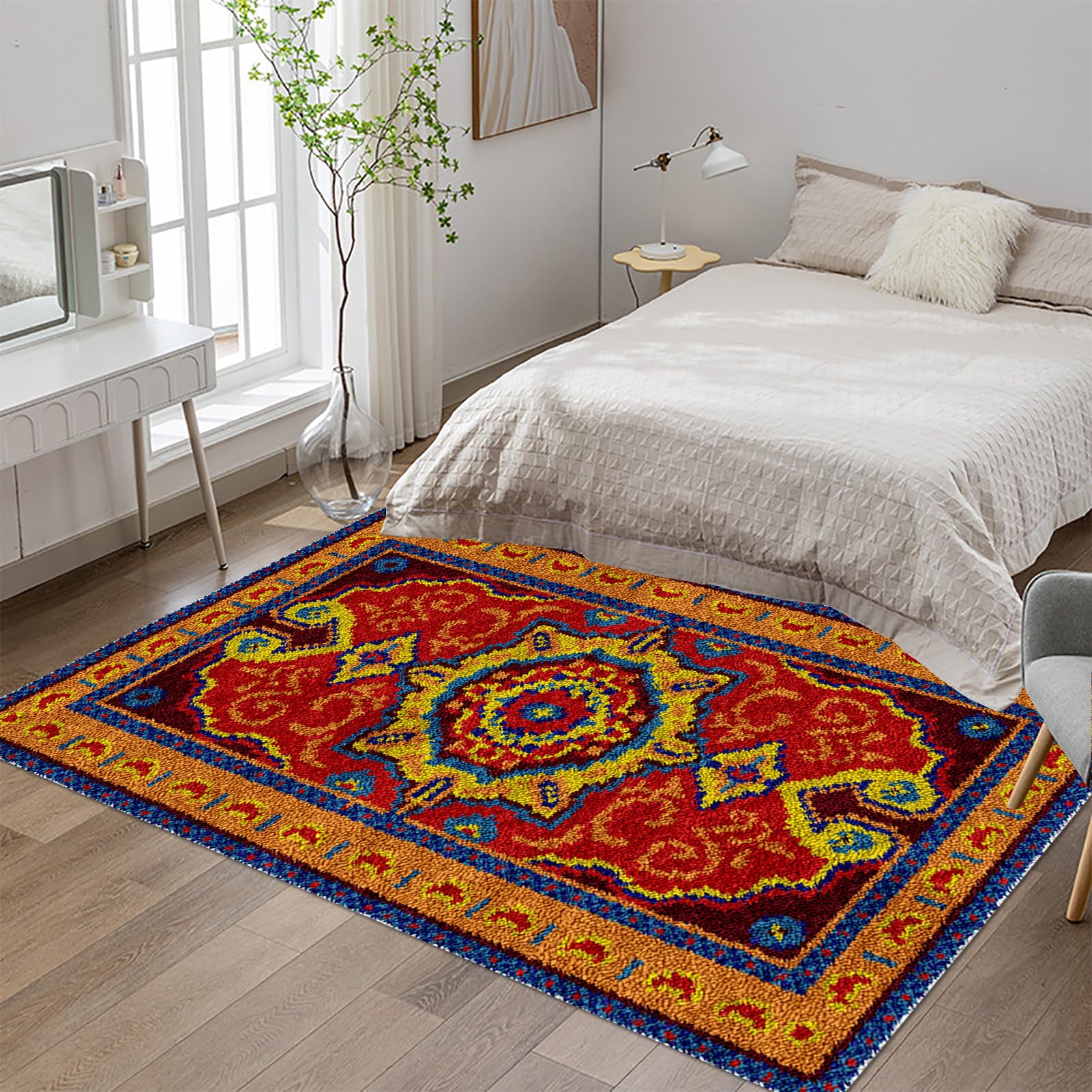 Tehocwiz Large Latch Hook Kits For Adults Rug Making Kit For Adults Beginners Latch Hook Rug Kits Printed Color Canvas Crocheting Crafts Embroidery For Adults 140x160 cm
