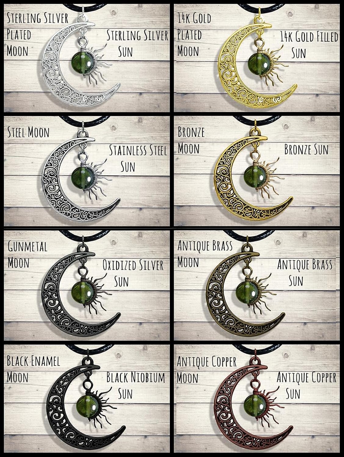 Genuine RAW Moldavite Celtic Crescent Moon Pendant Custom Choice Jewelry Necklace, Natural Wire Wrapped Green Tektite Necklace with Certificate of Authenticity