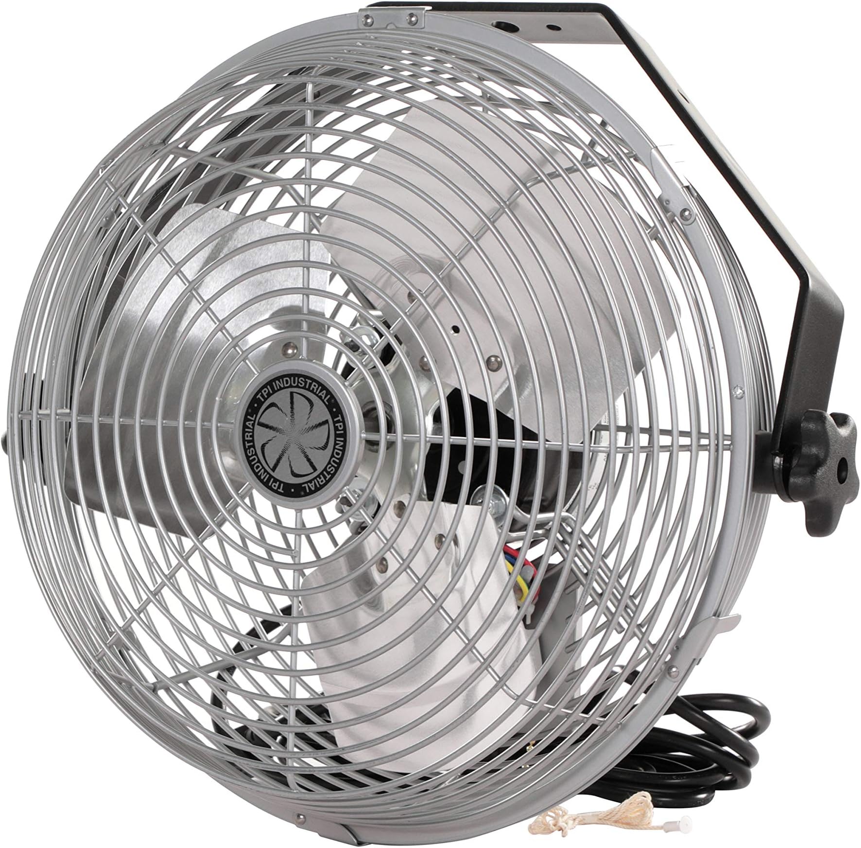 TPICorporation U12-TE Industrial Wall Mount Ceiling Fan — 3 Speed Single Phase Commercial Fan for Workstation — 12” Hanging Metal Fan — 120v, Gray