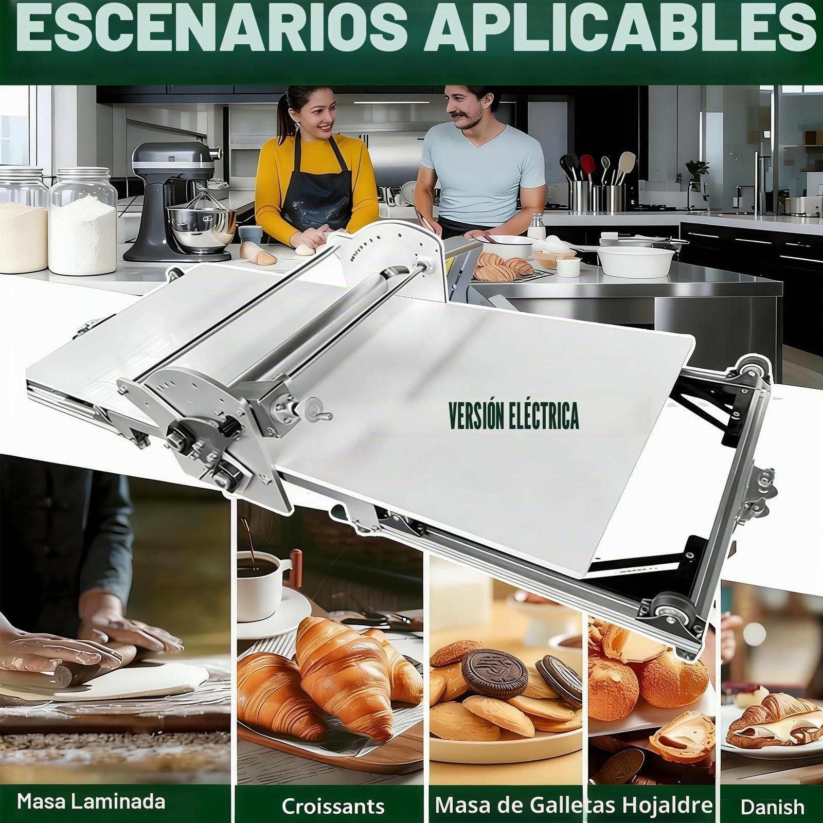 Laminadora De Masa EléCtrica, 40"X17.7" Enrolladora AutomáTica De Masa Para Pasteles Y Pizzas, Grosor Ajustable De 0.07" A 1.18", FuncióN De Avance/Retroceso Con DiseñO Plegable